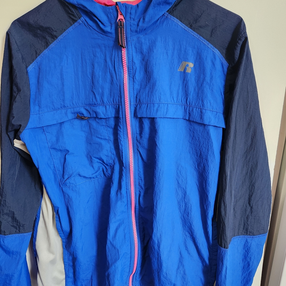 Russell Athletic Kids Reflective Raincoat Sz. XXL(18) Blue Color